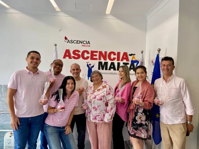 CampAscencia Malta staff participating in a Pink October awareness campaignus10