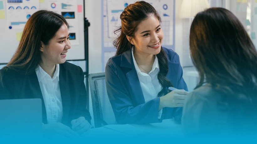 Students practising recruitment and workplace communication skills in an English for Human Resources course